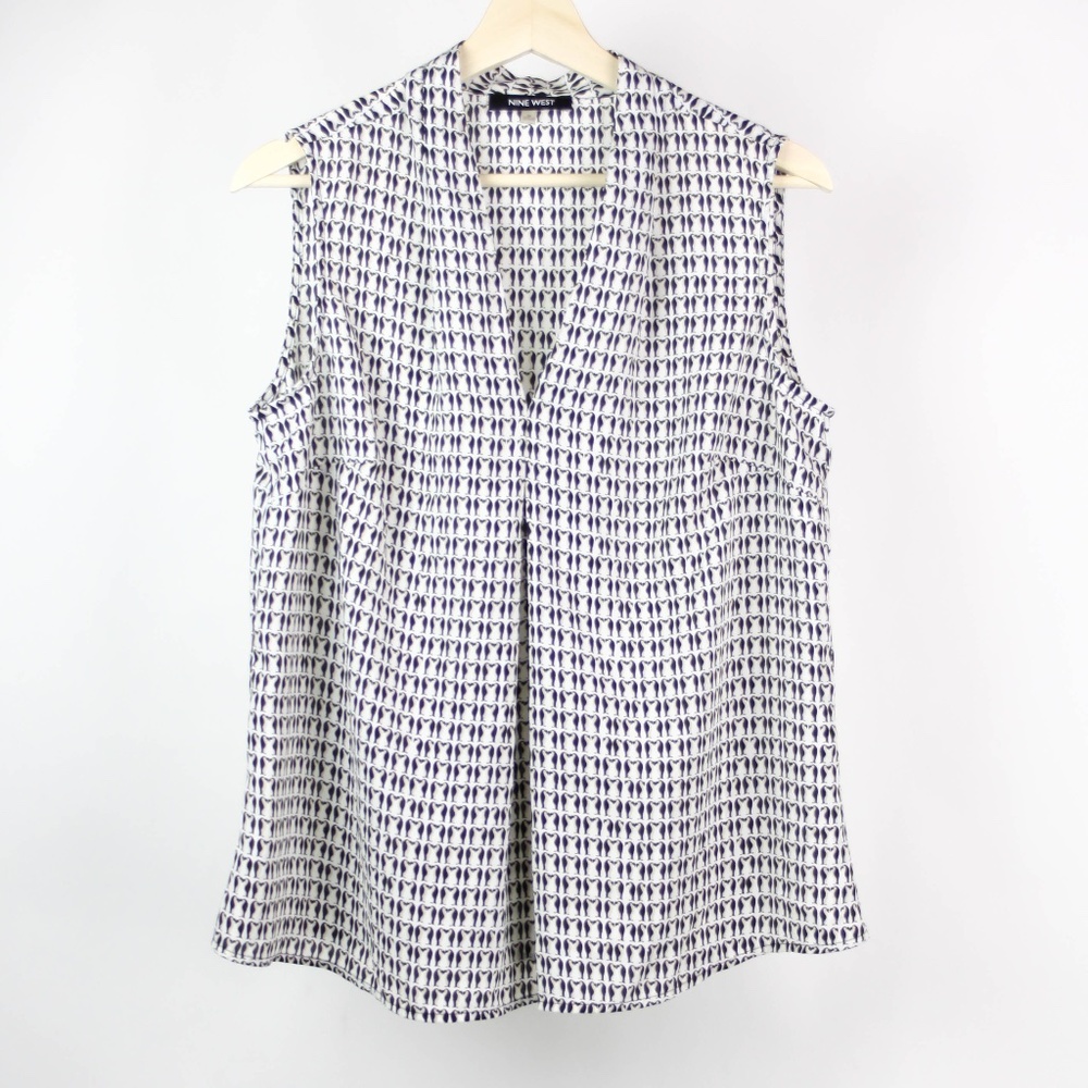 Nine West Black and White Sleeveless Penguin Blouse